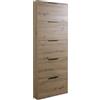 AVANTI TRENDSTORE - Paciano - Scarpiera in legno laminato nel colore quercia Artisan con 5 vani a ribalta. Dimensioni LAP ca. 65x173,5x15 cm