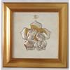 Generico Nozze d'oro 50° Anniversario di Matrimonio in Argento cm4x3 Sacra Famiglia in Argento cm20x20 Quadro Cornice Foglia Oro Legno cm44x44x3 -> Tuo in 24/48 h