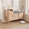 YNYHTER Scarpiera da ingresso YNYHTER, scarpiera a 2 porte con ripiani, scarpiera con seduta e cassetti, armadio, colore legno grezzo, 100 x 30 x 69 cm