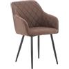 CLP Sedia Da Pranzo Shila Fodera A Rombi I Poltroncina Salone Comfort In Velluto O Stoffa Con Braccioli, Colore:marrone, Materiale:Stoffa