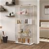JYCRA Vetrina in vetro con LED, Vetrina in vetro temperato,serratura e 2 ante, 4 strati di vetro, vetrina in vetro con serratura per libri, collezionisti, vino (bianco, 163 x 78,5 x 35 cm)