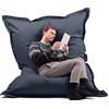 Avalon - Puff Poltrona Sacco Cuscino Gigante Thin 600L Deluxe Sfoderabile, Pouf Sacco Sartoriale, Bean Bag Tessuto Antistrappo/Impermeabile con Sacca Interna, Made in Italy (200x140cm-Blu Scuro)