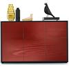 Vladon Madia Ben V3, mobile a 3 ante e 2 cassetti, nero opaco/bordeaux lucido (117 x 74 x 36 cm)