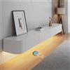 HYANXUE Mobile porta TV galleggiante, montaggio a parete, ripiani TV con porta, console multimediale TV, grande mobile portaoggetti sotto la TV (bianco + LED, 260 cm)