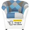 Totò Piccinni Poltrona POZZETTO Patchwork Imbottita Artigianale in Ecopelle Design Made in Italy (Moon Personalizzato)