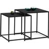 IDMarket - Set di 2 tavolini DAVIS 40/45 in metallo nero opaco, design industriale
