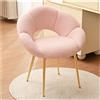 SUPPNEED Sedia da toeletta in tessuto Teddy, poltrona relax e da lettura, a forma di fiore, per studio, camera da letto, soggiorno, balcone (tessuto Teddy, rosa)