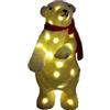 COSE DA CASA Orso Polare Bianco Luminoso 50 luci LED pelliccioso con Sciarpa Decorazioni addobbi Natalizi H 60 cm Grande