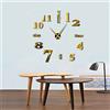 SZG Moderno DIY Muto Grande Orologio da Parete Decorazioni per la casa Ufficio 3D Superficie a Specchio Adesivi da Parete Orologi Orologio Decorativo Senza Cornice Gigante (Oro,37)