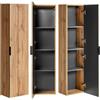 Lomadox Wotan - Armadietto alto a 2 ante, in legno di quercia scanalata, 35 cm, 35 x 140 x 25 cm