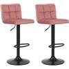 CLP Set di 2 Sgabelli Bar Feni In Velluto I Con Schienale E Poggiapiedi | Colore rosa