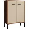 MB Muebles Bonitos, Credenza piccola Lander L15, Stile Moderno, Madia bassa multiuso con 2 ante, Colore Noce e Beige, 60x84x30cm