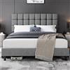 Yaheetech Struttura Letto con Testiera Imbottita Supporto di Doghe in Legno Testiera Quadrata Altezza Regolabile Moderno Grigio Chiaro 160 x 200 cm