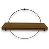 KORAT Mensola da Parete Design Moderno con LED Mensola Rotonda in Metallo Nero con Base in Legno Naturale Illuminazione Integrata Decorazione Industriale per SalottoCamera, Ingresso 35x11x40