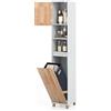 Giantex Mobiletto da bagno in legno di Hevena, cesto per biancheria, mobile stretta colonna bagno, 2 scomparti aperti, per soggiorno, balcone, 32 x 31 x 170,5 cm, Blamc