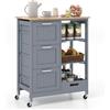 COSTWAY Carrello da Cucina con Ruote, Credenza Cucina con 4 Ripiani e 3 Cassetti, in Legno, Ideale per Cucina Ristorante e Bar, 67 x 37 x 83,5 cm (Grigio)