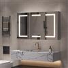 BLSYHDH Armadio da bagno con LED,Armadio da bagno con specchio,Specchio da bagno con stoccaggio, ripiani interni regolabili,con funzione disappannamento (3 porte B, 60 x 100)