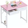 PAMRAY 80x40cm Scrivania per Computer Piccola con 2 Cassetti per Camera da Letto, Studio, Scrittura, Tavolo per Ufficio Domestico adatto a Piccoli Spazi, Rosa