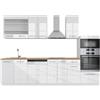 Vicco Cucina componibile Fame-Line, Bianco lucido/bianco, 300 cm con armadio alto, senza piano di lavoro, per l'espansione personalizzata con moduli aggiuntivi
