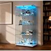 CXHLXYR Vetrina in vetro con LED, vetrina bicchieri a due ante 4 ripiani in armadio in vetro, vetrine da collezione per il bar le lounge, 164 x 81 x 37 cm (2 ante 4 strati specchio LED, bianco)