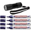 Edding 8280 Pennarello UV Securitas, larghezza del tratto ca. 1,5-3 mm, indelebile (4 pennarelli con 9 lampade LED)