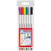 STABILO Pen 68 brush - Pennarello Premium con punta a pennello - Astuccio da 6 - con 6 colori assortiti
