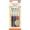 Zebra Pen ZEBRA NJJ15-5C-VI2-N - Penna a sfera gel Sarasa con clip, 0,5 mm, confezione da 5, colori assortiti