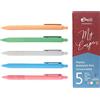 MPM Quality MPM - Penna a sfera in plastica con impugnatura in gomma e 5 fragranze profumate, inchiostro di alta qualità, scrittura liscia, linea 0,7 mm, 1 confezione da 5 pezzi per penna a sfera