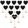 WUUDWALK 12 mini lavagne a forma di cuore, con supporto per bacheca in legno, piccole lavagne per matrimoni, numero/segnaposto, decorazione