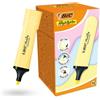 DLM Direct BIC - Evidenziatore piatto, confezione da 12 evidenziatori in plastica con inchiostro giallo pastello, evidenziatori per note lisce, evidenziatori precisi, ideali per scuola e ufficio