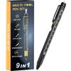 Yulokdwi Penna Multifunzione | 9 in 1 Strumento Tascabile Multiuso con Luce a LED - Penna Cacciavite con Cacciavite, Livello, Righello e Apri Bottiglie,per Padre Fidanzato Marito Natale Compleanno e