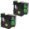 PRESTIGE CARTRIDGE 2x Nastro per Etichette compatibile per Dymo 45019 S0720590 Nero su Verde 12mm x 7m per DYMO LabelManager 160 210D 220P 260P 280 360D 420P 500TS PnP MobileLabeler LabelPoint LabelWriter 450 Duo