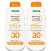Garnier Ambre Solaire Hydra Protect+ - Latte solare 24h SPF 30, protezione dai raggi UVA e UVB, con vitamina C, 175 ml (Confezione da 2)