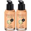 Max Factor Fondotinta Facefinity All Day Flawless - Correttore, Fondotinta liquido e primer viso 3-in-1, Formula vegan, Copertura modulabile, Tenuta fino a 30 ore, SPF20 - W76 Warm Golden, 30 ml