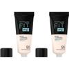 Maybelline New York Fondotinta Fit Me Matte&Poreless, Finish Opacizzante e Fissante, Tonalità: 35 Fair Porcelaine (Confezione da 2)