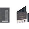 PARKER Jotter Duo Set con Penna a Sfera e Penna Stilografica in Acciaio Inossidabile con Finiture Cromata, Confezione Regalo & Quink ricariche per penne stilografiche, cartucce corte, inchiostro nero