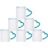 MR.R Tazza in ceramica vuota per lavastoviglie a sublimazione, tazza rivestita vuota, tazze vuote a sublimazione, tazza classica con tazza interna di colore blu scuro e manico a cuore, 325 ml, set da