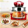 Generic Forno a convezione alogeno con friggitrice ad aria, timer e ciotola in vetro, cottura sana senza olio per cuocere al forno e grigliare