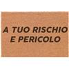Social crazy Tappeto zerbino personalizzato - A TUO RISCHIO E PERICOLO - cocco naturale ideale per ingressi (COCCO NATURALE, 60X40 CM)