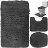 Generico Tappeto Bagno Set 3 pezzi Antiscivolo memory Qualità Morbido Igienico Grigio