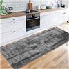 Siunwdiy Tappeto del corridoio 2 Metri, Microfibra Tappeti Runner, Tappeto Passatoia Moderna Antiscivolo Lavabile per Corridoio Salotto Scendiletto - Colore Grigio Scuro,50X200CM