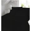 Artistic Fashionista Limited Lenzuolo con angoli, 100% flanella di cotone spazzolato, tinta unita, 40 cm profondo, adatto per letto singolo, matrimoniale, king e super king, Cotone, Nero , Fitted Sheet Double Size