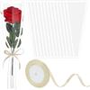 arricraft 100 sacchetti trasparenti per bouquet di fiori, trapezoidali, in plastica, con nastri da 22 m, per matrimoni, San Valentino, fioristi, forniture per imballaggio, 38 x 15 cm
