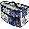 Jiuvaso Borsa porta ferro da stiro con manico, pratica e multiuso, con chiusura a cerniera, per viaggi di lavoro all'aperto e al chiuso, Blu E Bianco
