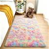 AIMECO Tappeto colorato a pelo lungo, 80 x 150 cm, antiscivolo e lavabile, morbido tappeto di peluche per soggiorno, camera da letto e cameretta dei bambini, ideale per bambini e animali domestici