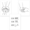 ChicResult Line Art - Set di 3 poster con scritta in lingua tedesca Amore della famiglia, decorazione moderna per la camera dei bambini, camera da letto, formato A4, senza cornice