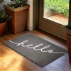 Brubaker Zerbino per Esterni e Interni - Hello - 45 x 75 cm - Tappeto in 100% Fibra di Cocco, Antisporco e Antisdrucciolo - Impermeabile - Ideale per Porta d'Ingresso, Giardino e Terrazza - Grigio