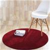 Reyox Tappeto Rotondo Tinta Unita Soffice Pelo Corto, Tappetino Antiscivolo Assorbenti per Bagno Salotto Camera da Letto Vino Rosso 130 cm