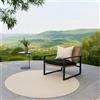 Teppich-Traum Tappeto per esterni rotondo piccolo balcone patio giardino d'inverno resistente alle intemperie motivo a linee di iuta in forma circolare crema, 80 cm rotondo