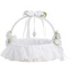 MINGZHE Cestini per Bambine per Matrimoni, Cesto Nuziale in Pizzo Bianco con Manico Pieghevole, Cesto di Fiori per Decorazioni per Cerimonie Nuziali e Forniture per Feste(1 pz)